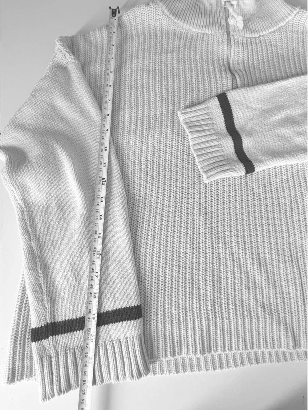 Lisa Todd XL Cream Quarter Zip Ribbed Knit Sweater Coral Zip Cozy Pullover - Picture 8 of 12